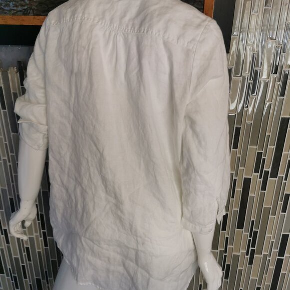 Original Nicole Miller White Linen Button Down 3/4 Sleeve Shirt Size XL 0045 - Picture 2 of 6